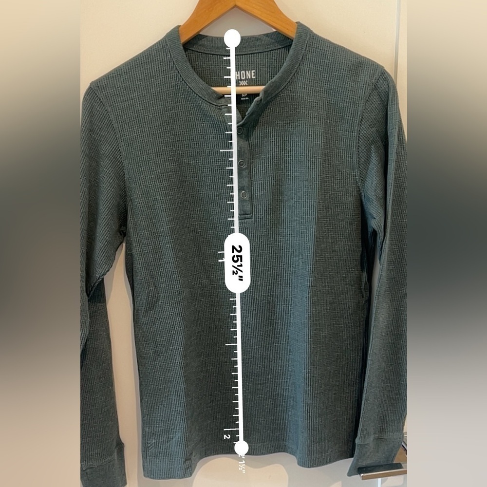 Rhone Sweatshirt Men's Small Green Waffle Knit Thermal Button Crew Neck Pullover - Picture 11 of 11